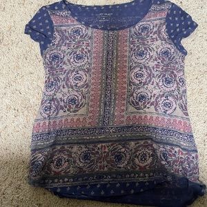 Lucky Brand Shirt Womens Small Blue Pink Green Top Casual Ladies